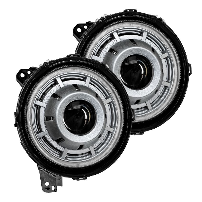 Oracle Lighting 5839-504-PSC Oculus Bi-LED Projector Headlights for Wrangler JL/ Gladiator JT - Satin Silver