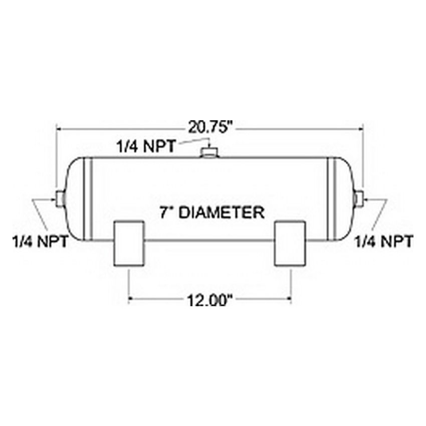 Firestone 9148 Air Tank 3 Gallon 7in. x 17.75in. (3) 1/4in. NPT Ports 150 PSI Max - Black (WR17609148)