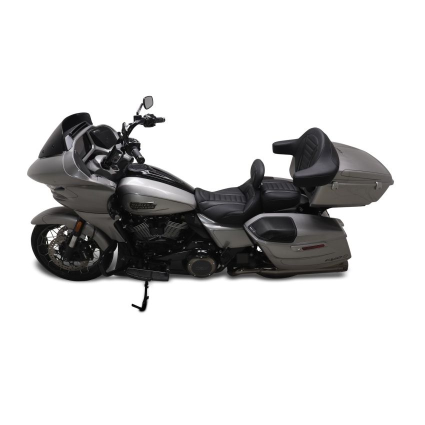 Mustang Motorcycle 89401GM Mustang 23-24 HD CVO Rd Glide(ST), 2024 Rd Glide and Str Glide Touring Solo Seat - Black/Gray Stitch
