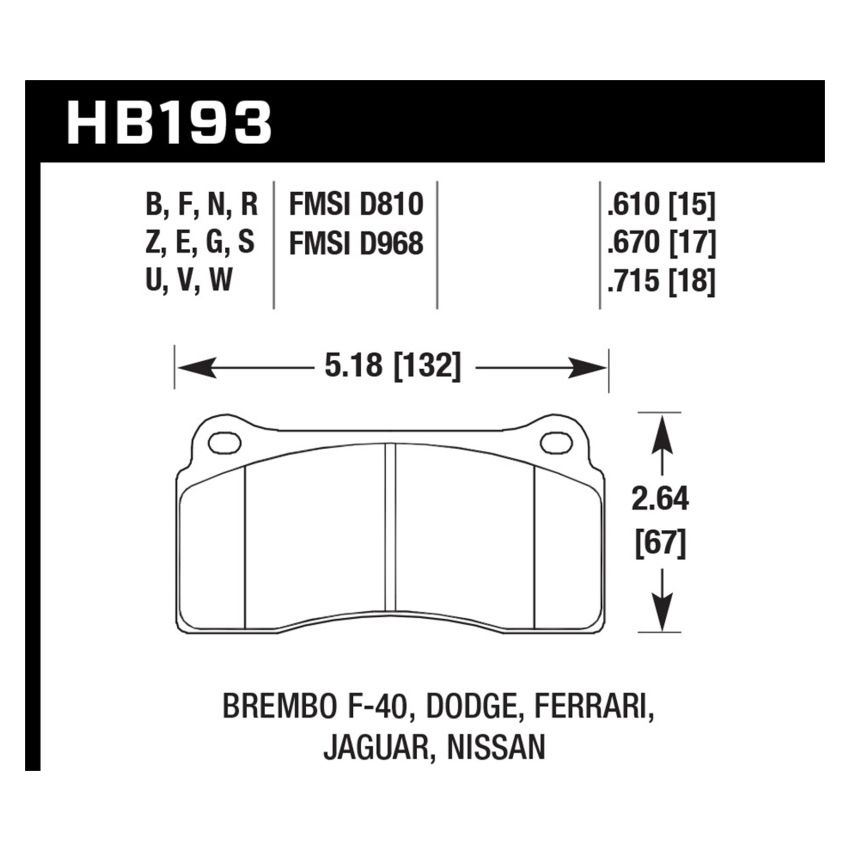 Hawk Performance HB193G.670 DTC-60 Disc Brake Pad