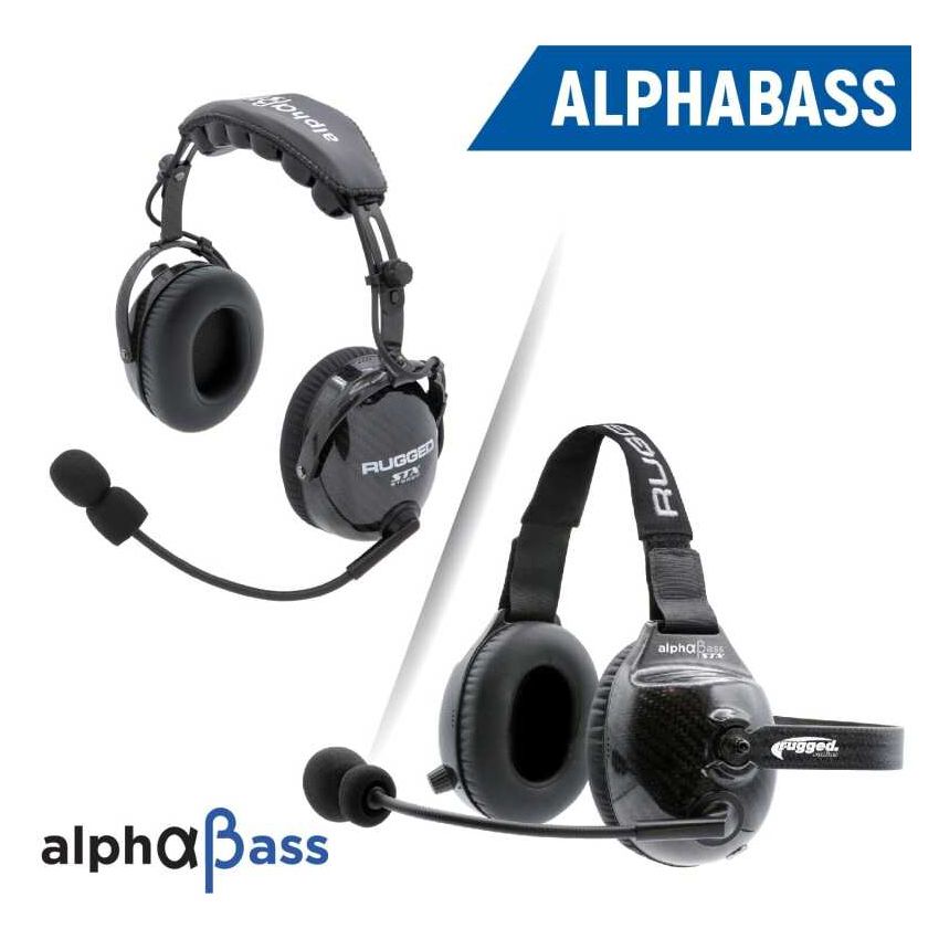 Rugged Radios H28-STX AlphaBass Carbon Fiber Headset for STEREO and OFFROAD Intercoms Over The Head