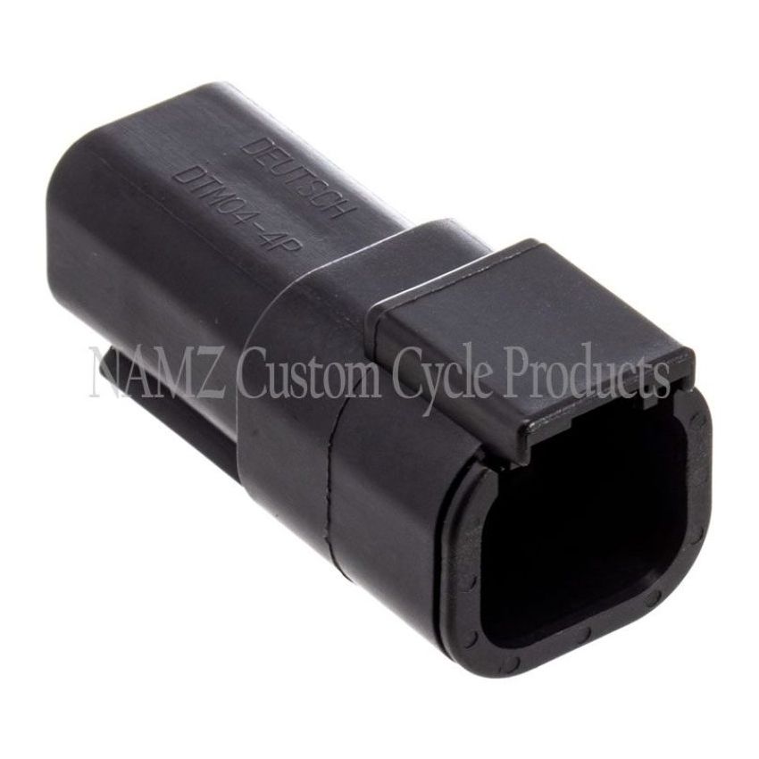 NAMZ MDR-4B Deutsch DTM 4-Position Receptacle w/4 Stamped Terminals & Wedgelock - Black (HD 74104-98BK)