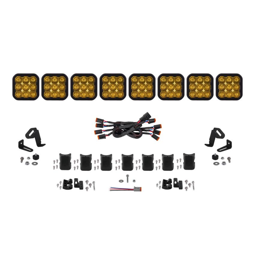 Diode Dynamics DD7261 SS5 Pro Universal CrossLink 8-Pod Lightbar - Yellow Driving