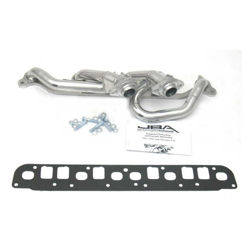 JBA 00-06 Jeep 4.0L 1-1/2in Primary Silver Ctd Cat4Ward Header