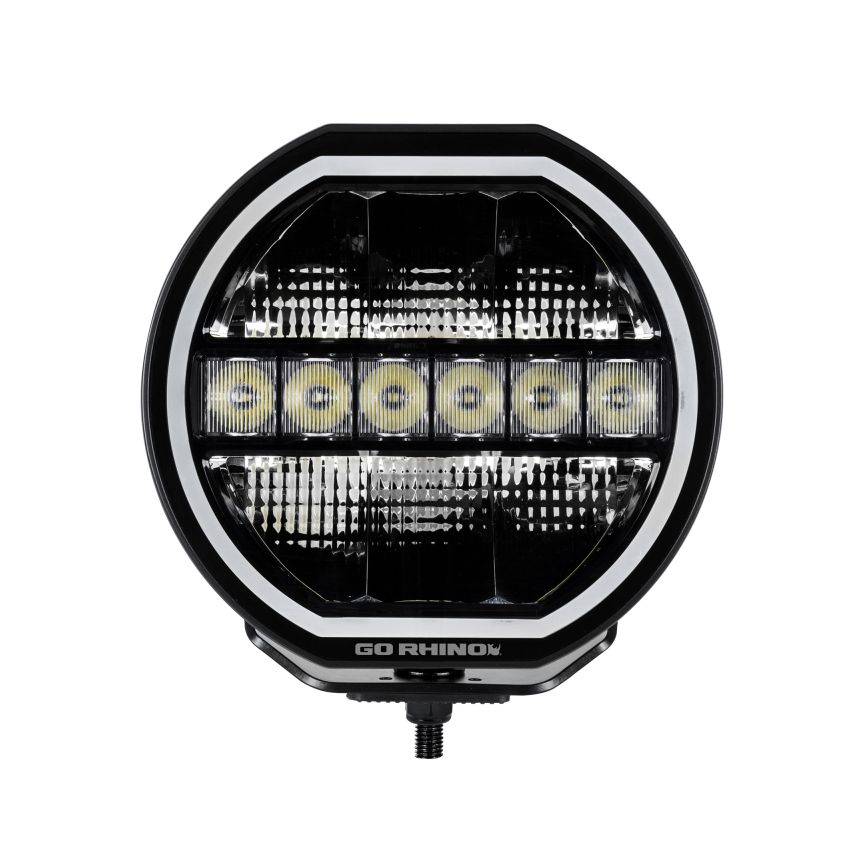 Go Rhino 751440911CRS Xplor Blackout Series Maxline LED Hi/Low Beam w/Multi DRL (Surface Mount) 9in. - Blk