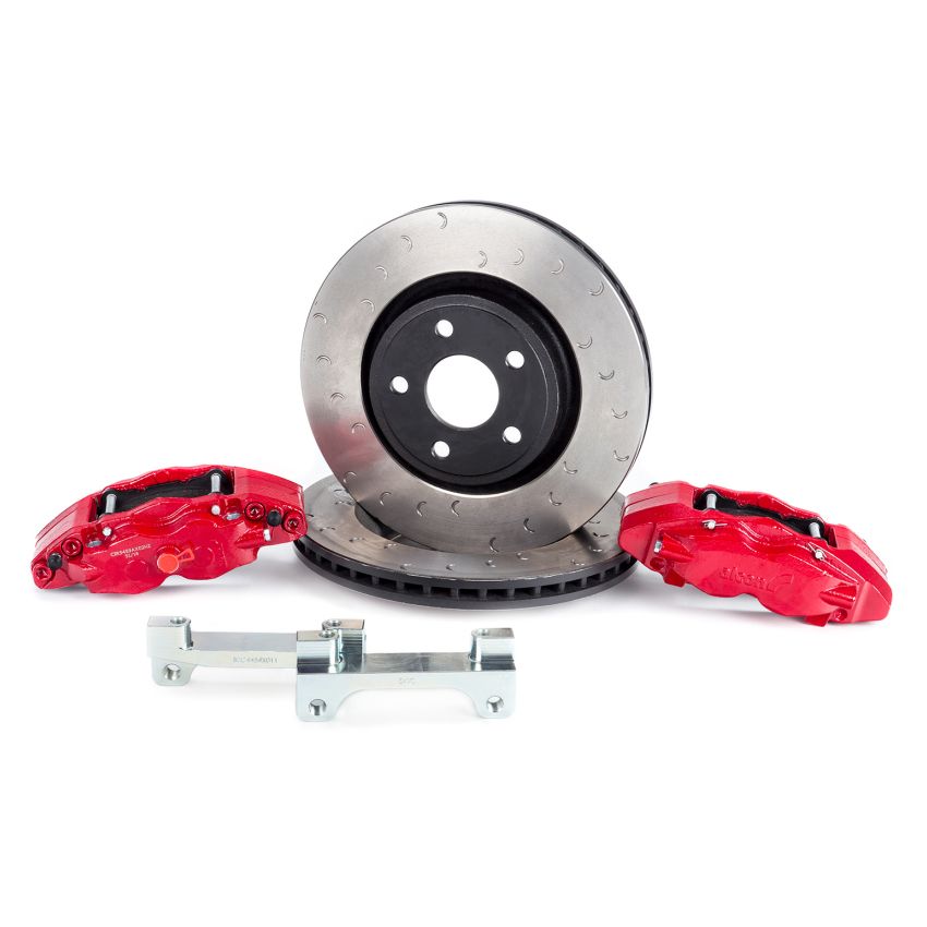 Alcon BKF1551K06 2018+ Jeep JL 350x32mm Rotors 6-Piston Red Calipers Front Brake Upgrade Kit
