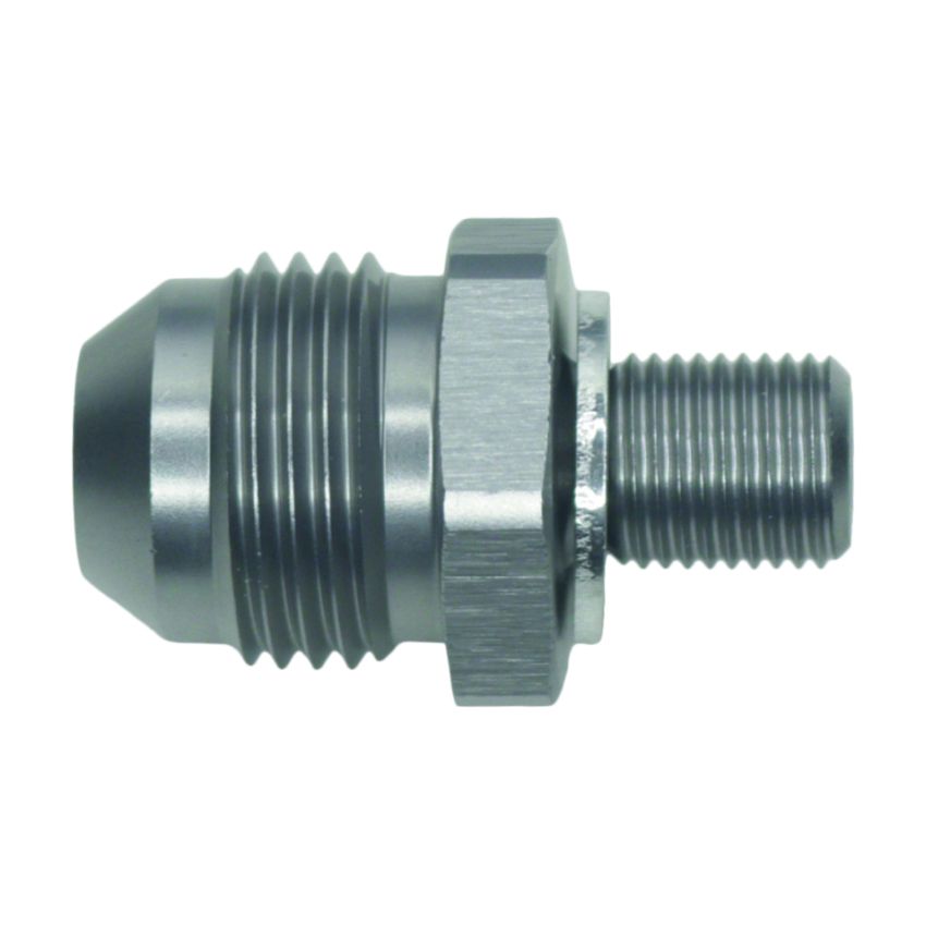 DeatschWerks 8AN Male Flare to M10 X 1.0 Male Metric - Anodized Titanium