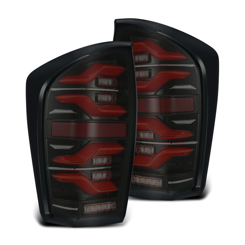 AlphaRex 16-21 Toyota Tacoma LUXX LED Taillights Blk/Red w/Activ Light/Seq Signal