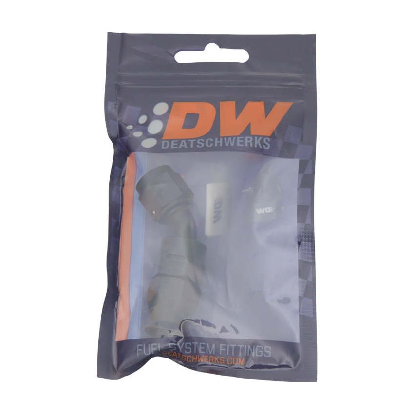 DeatschWerks 6AN Female Swivel 45-Degree Hose End PTFE (Incl 1 Olive Insert) - Anodized Matte Black