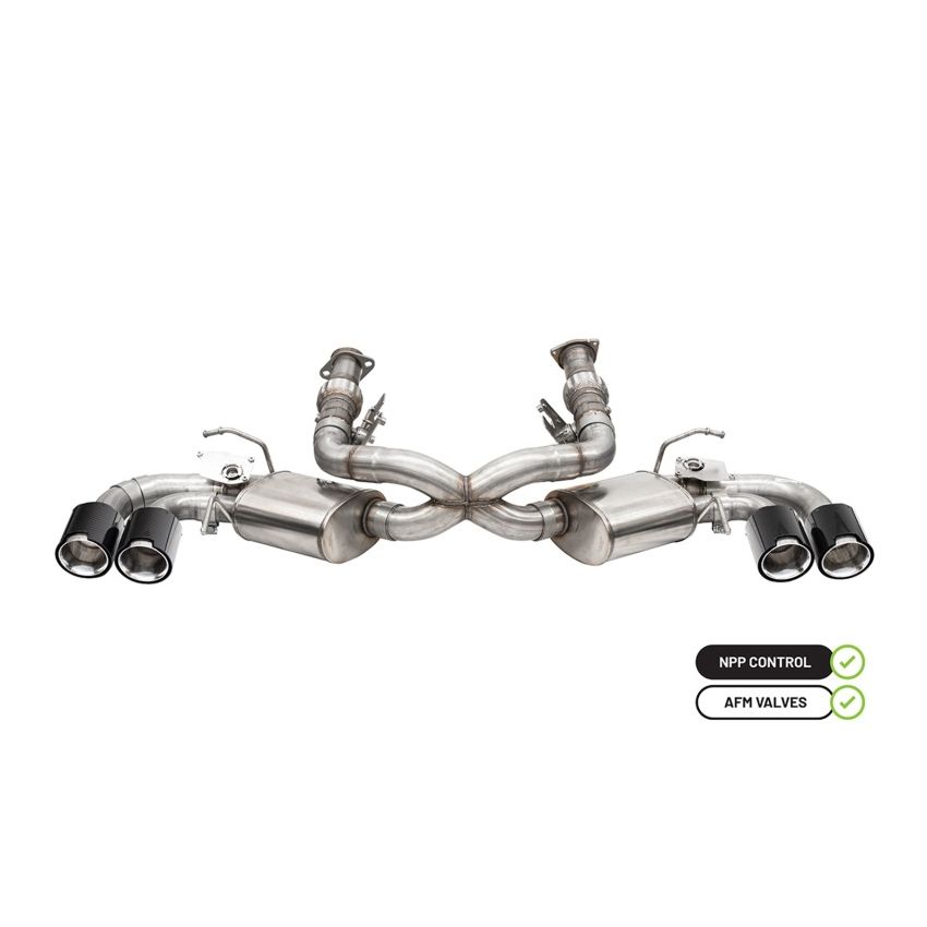 CORSA Performance 21100CF Corsa 2020-2024 Chevrolet Corvette C8 RWD 3in Valved Cat-Back w/ 4.5in Carbon Fiber Polished Tips