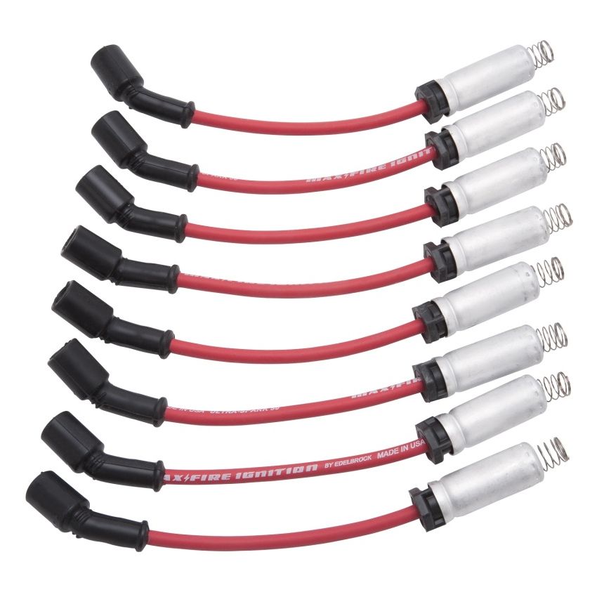 Edelbrock Spark Plug Wire Set LS Truck w/ Metal Sleeves 99-15 50 Ohm Resistance Red Wire (Set of 8)