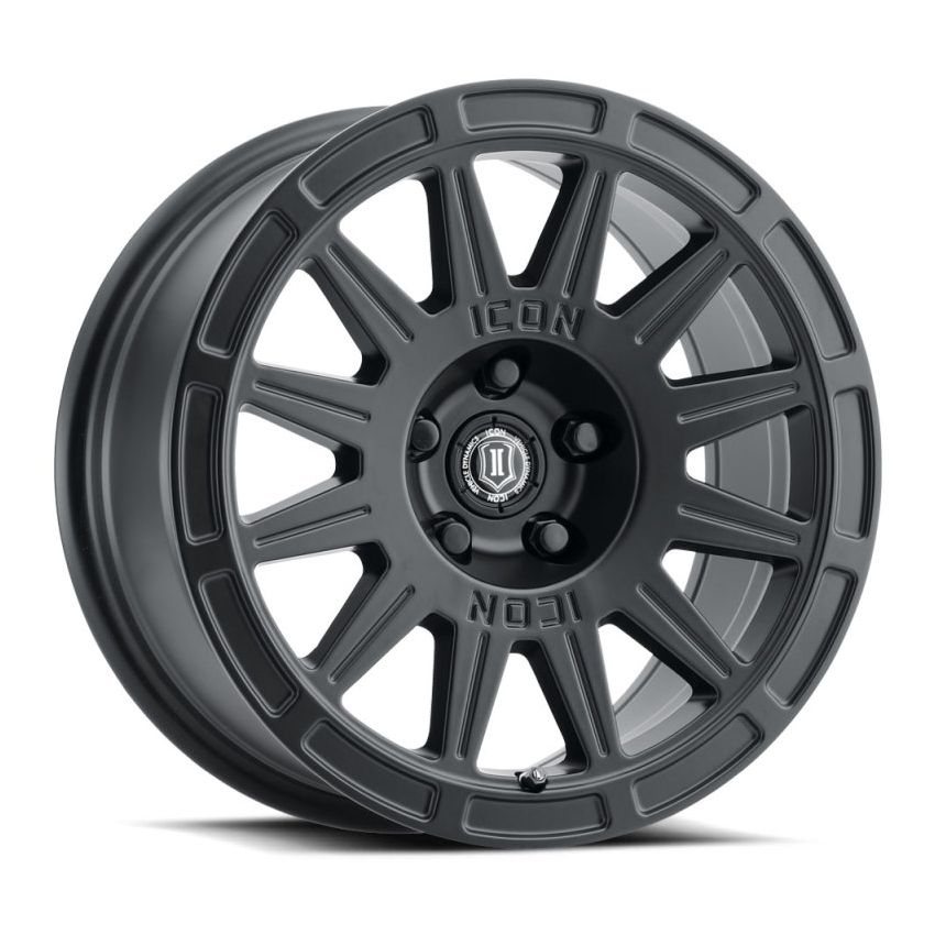 ICON 7015705046SB Ricochet 15x7 5x100 15mm Offset 4.6in BS 56.1mm Bore Satin Black Wheel
