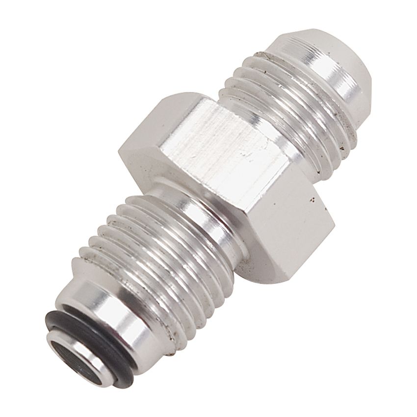 Russell Performance -6 AN (male to 11/16in-18 O-ring seal) Power Steering Adapter. Clear anodized