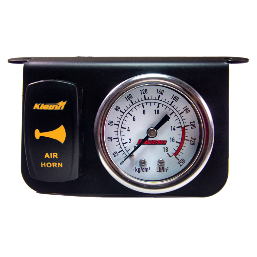 Kleinn Air Horns 1303A Kleinn Panel Mounted 160 PSI Gauge w/ an Illuminated AMBER Momentary Rocker Switch