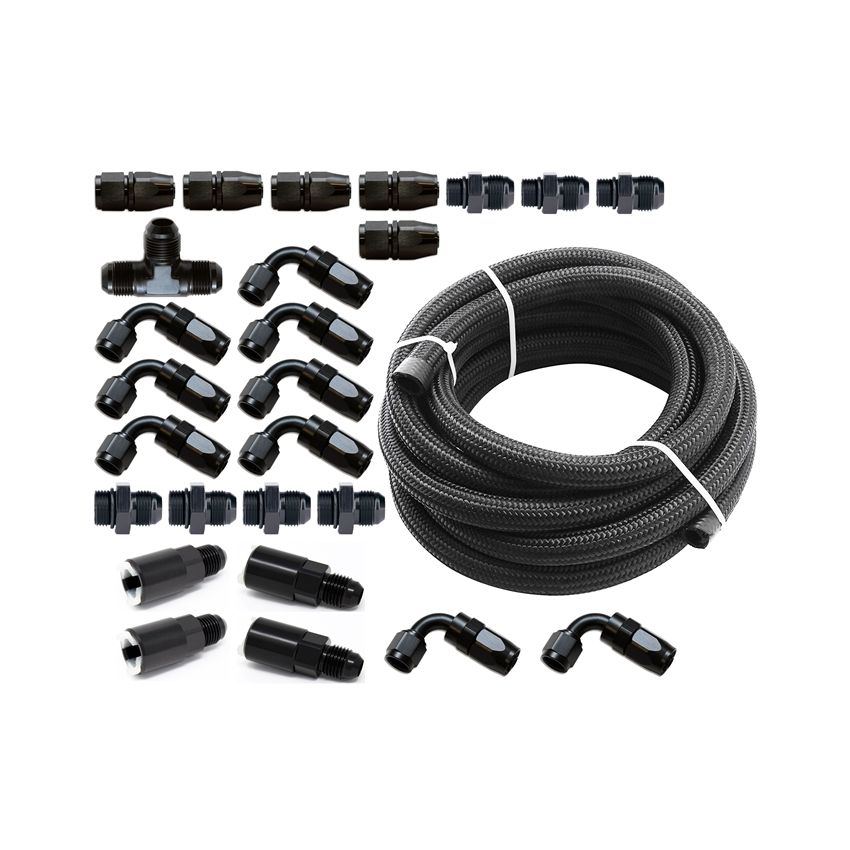 Torque Solution Braided Fuel Line Kit for -6 Aeromotive FPR & Flex Fuel Kit - 02-14 Subaru WRX