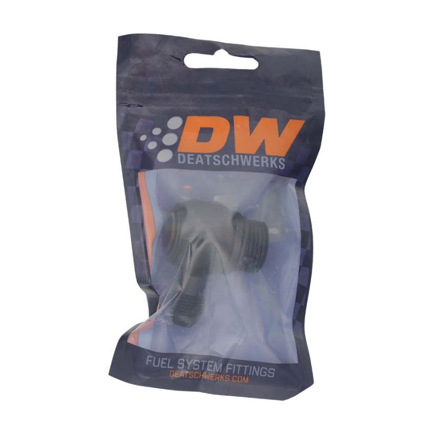 DeatschWerks 10AN ORB Male to 6AN Male Flare Low Profile 90-Degree Swivel - Anodized Matte Black