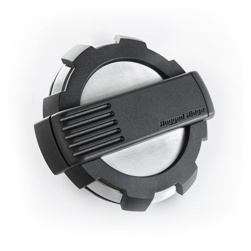 Rugged Ridge Elite Fuel Door Non-Lock Brushed Alum 07-18 Jeep Wrangler JK