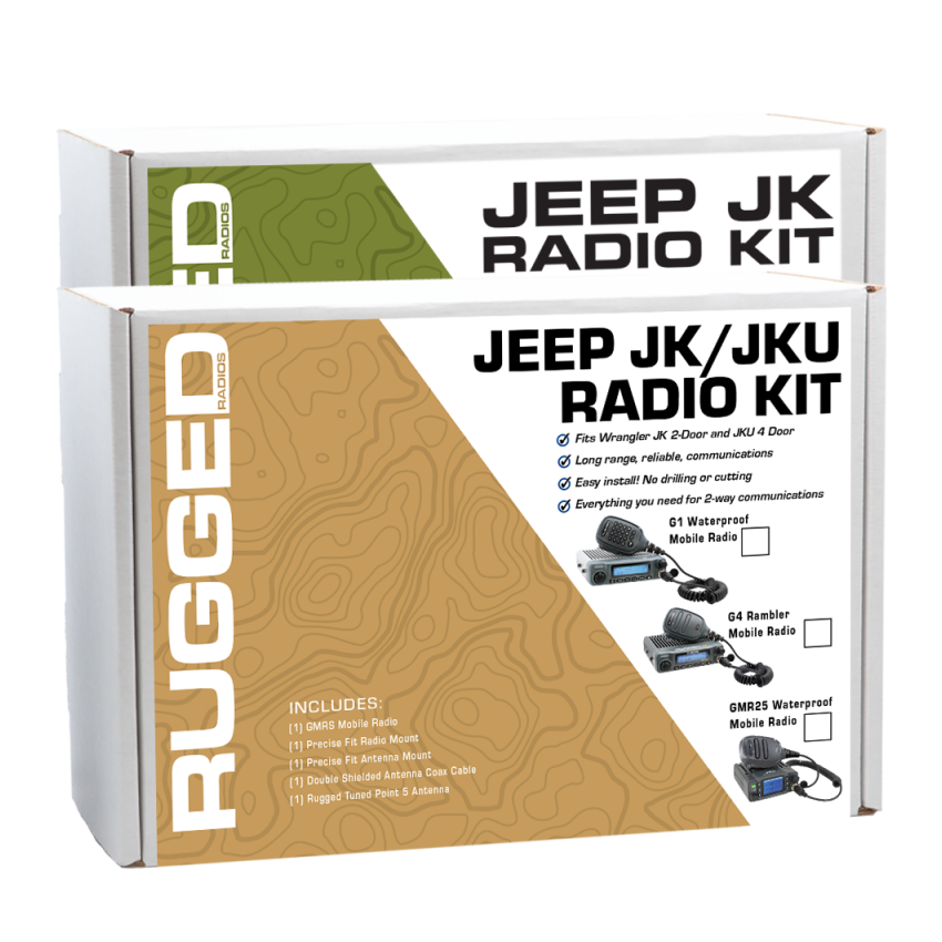 Rugged Radios JKU-GMR25 07-10 JK(2D) / 07-19 JKU(4D) 2-Way GMRS Radio Kit / 25 Watt - GMR25 Waterproof