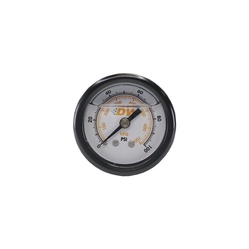 DeatschWerks 6-01-GL 0-100 PSI 1/8in NPT Mechanical Fuel Pressure Gauge 1.5in Diameter Black Housing
