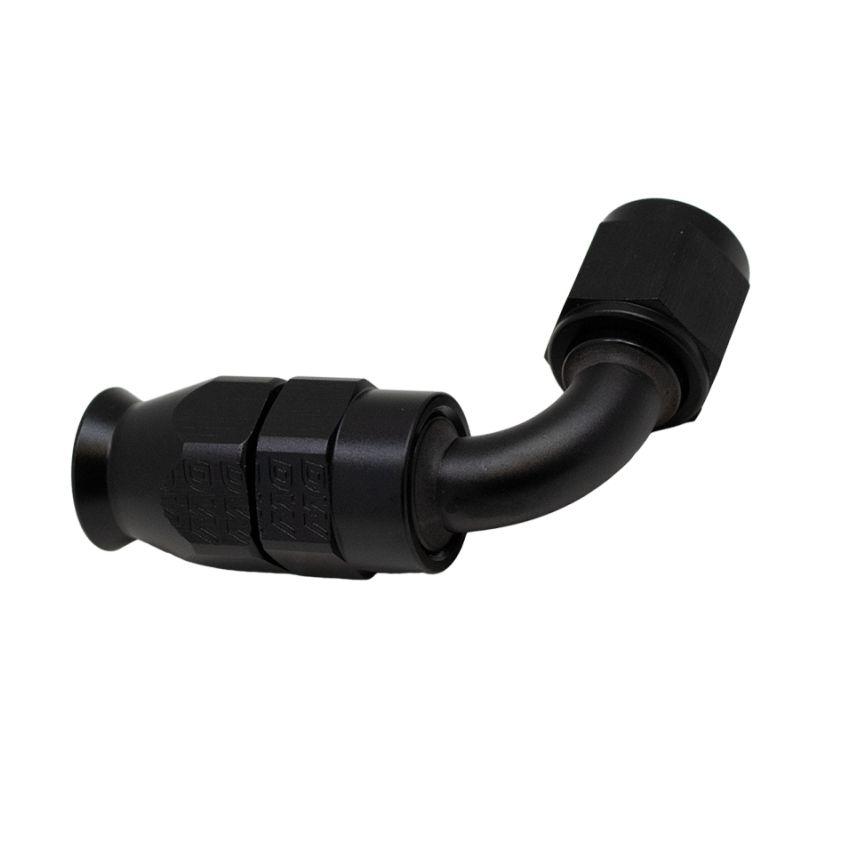 DeatschWerks 6AN Female Swivel 90-Degree Hose End PTFE (Incl 1 Olive Insert) - Anodized Matte Black