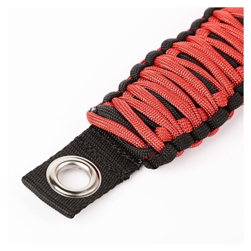 Rugged Ridge Paracord A-Pillar Grab Handle Red 07-18 Jeep Wrangler JK