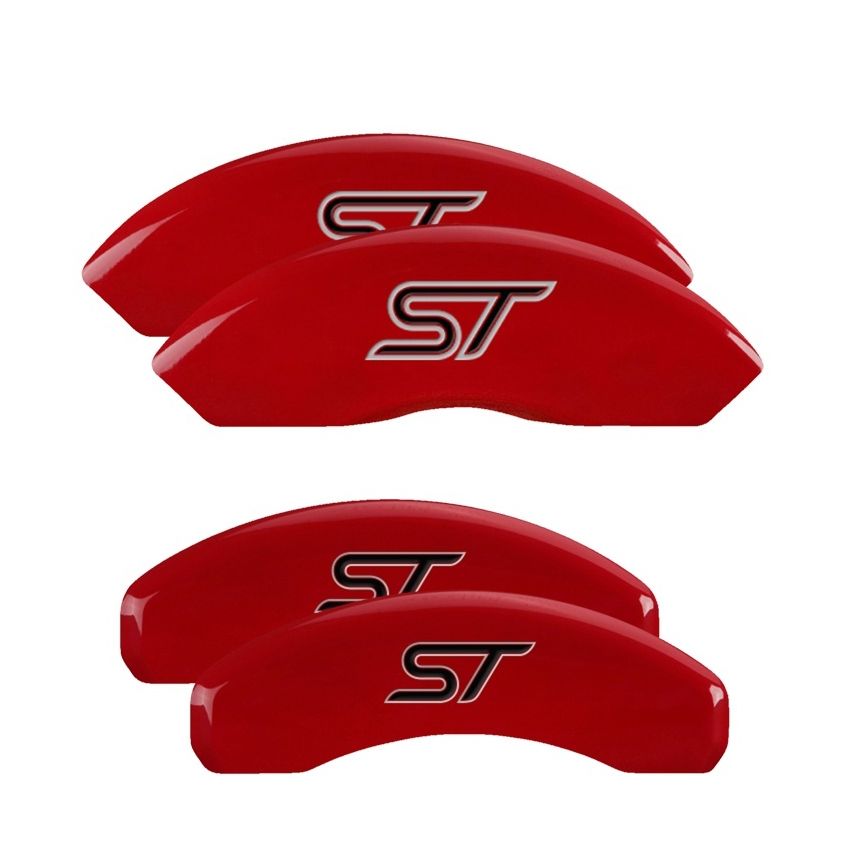 MGP 4 Caliper Covers Engraved Front & Rear No Bolts/St Red Finish Silver Char 2018 Ford Fusion