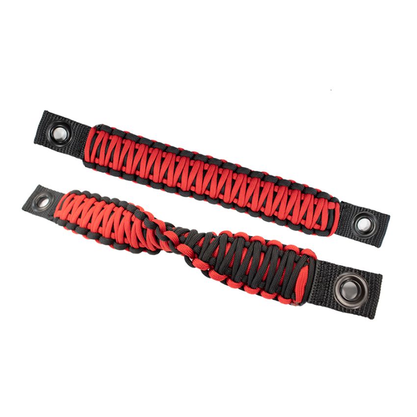 Fishbone Offroad 97-06 Jeep Wrangler Paracord Door Handles - Black/Red