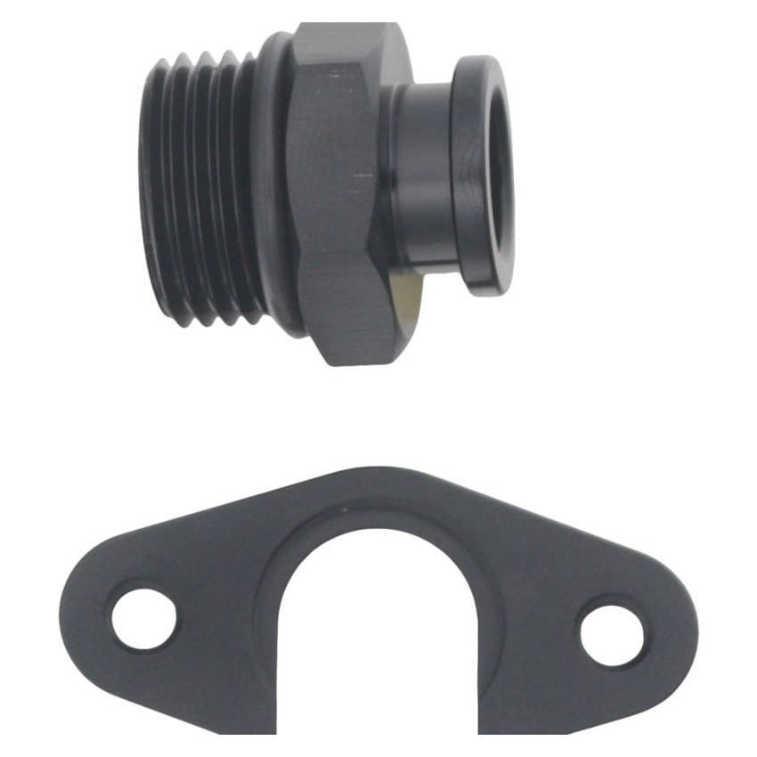 DeatschWerks 8AN ORB to Polaris RZR Turbo OE Regulator Adapter - Anodized Matte Black