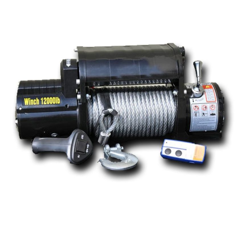 DV8 Offroad WB12SC 12000 LB Winch w/ Steel Cable & Wireless Remote - Black
