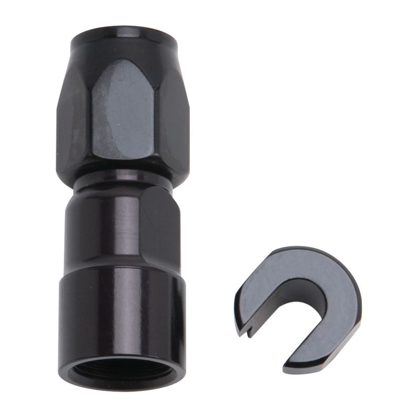 Russell Performance 3/8in SAE Quick Disc Female to -6 Hose Black Straight Hose End