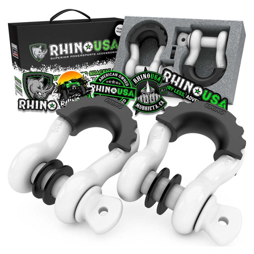 Rhino USA RNO-WHT-SHACKLES 3/4In D-Ring Shackle Set (2-Pack)(White)