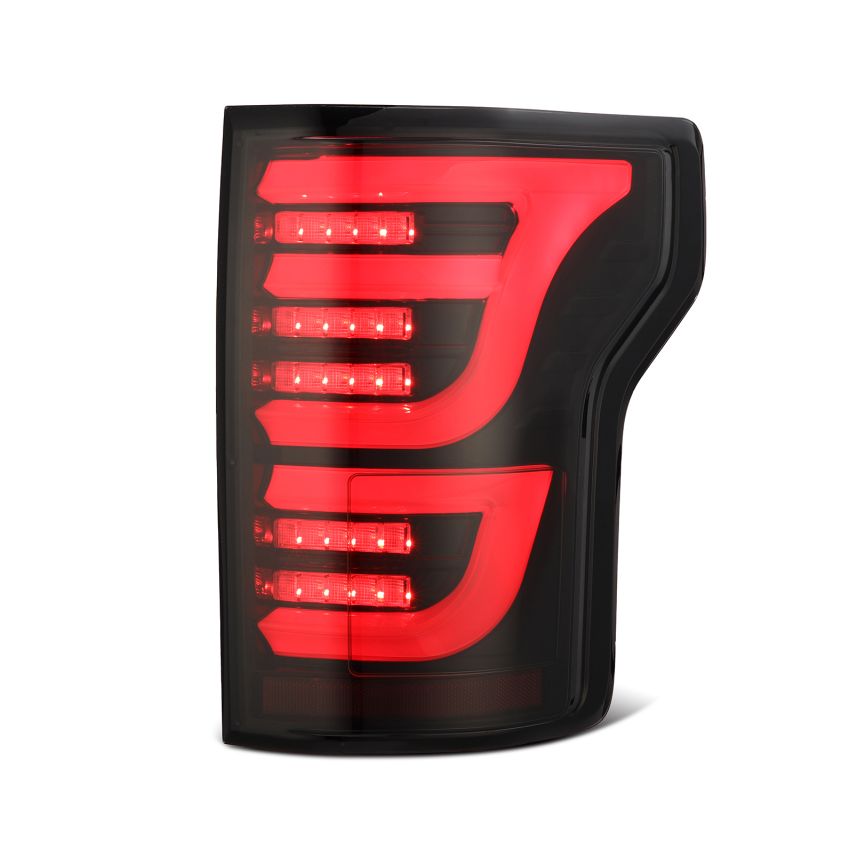 AlphaRex 652050 15-20 Ford F-150 Luxx LED Tail Lights (Pair) Black/Red (Not For Blind Spot Sensor Models)