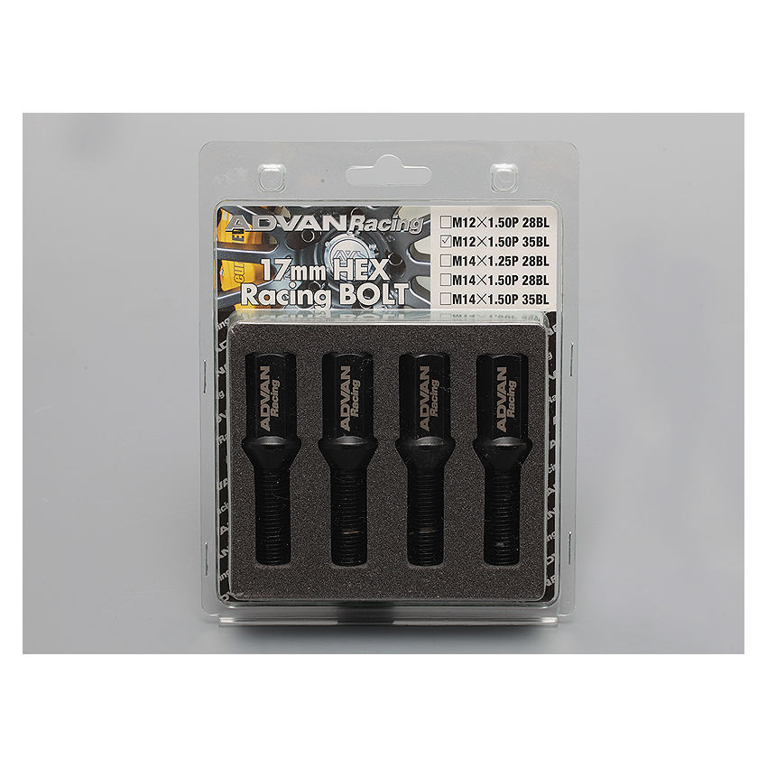 Advan Z9562 Wheel Bolt 35mm Thread (Black) - 4 Pack