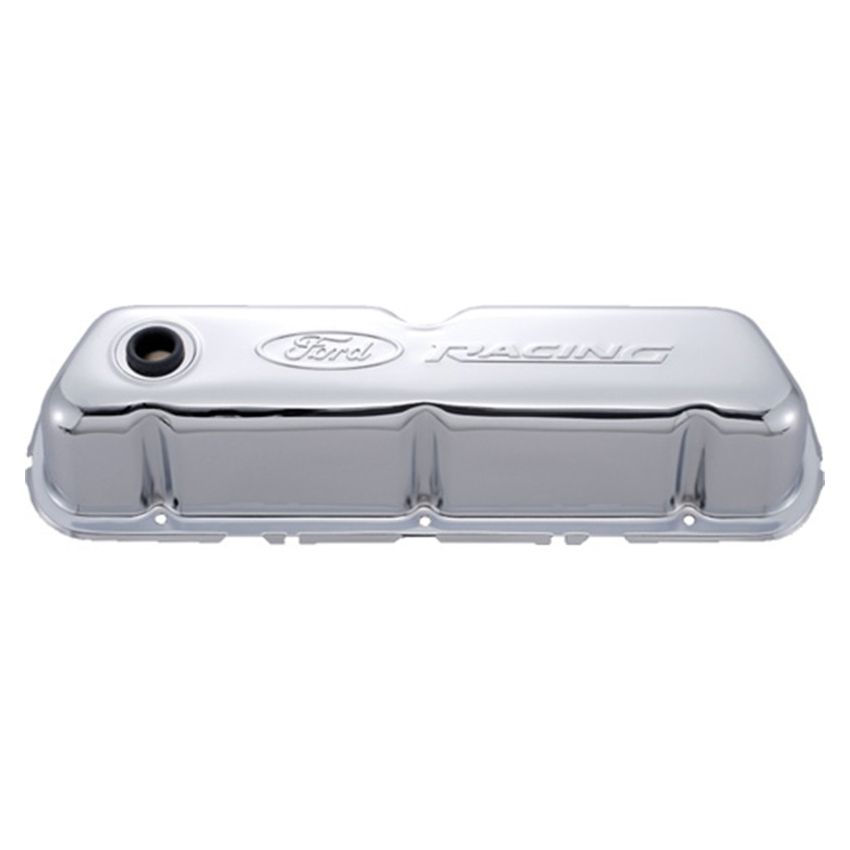 FORD FRD302-070 Chrome Steel Valve Cover Set w/Ford Racing Logo
