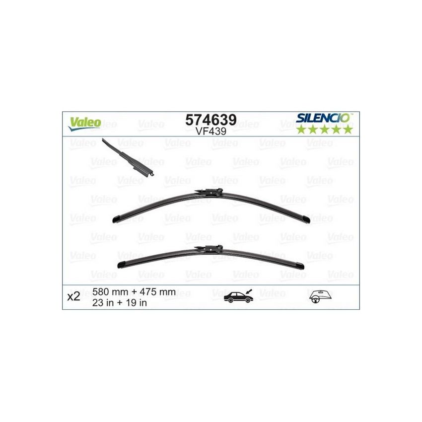 Valeo 574639 Flat 23in/19in Connector GEN2B (Pack of 2)