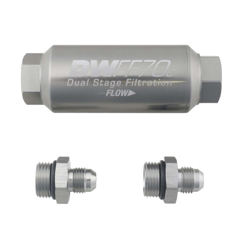 DeatschWerks 8-03-70C-010K-6 6AN 10 Micron 70mm Compact In-Line Fuel Filter Kit