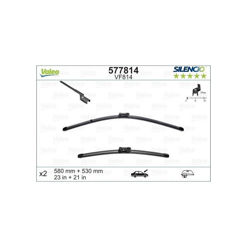 Valeo 577814 Flat 23in/21in Connector GEN2V (Pack of 2)