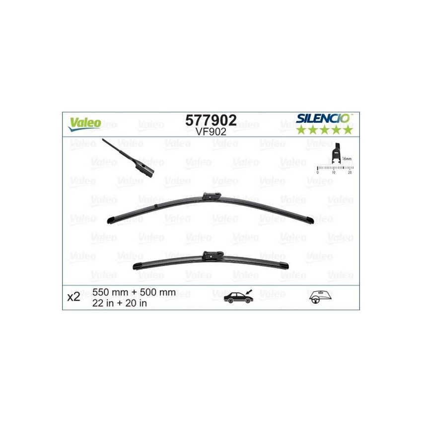 Valeo 577902 Flat 22in/20in Connector GEN2V2 (Pack of 2)