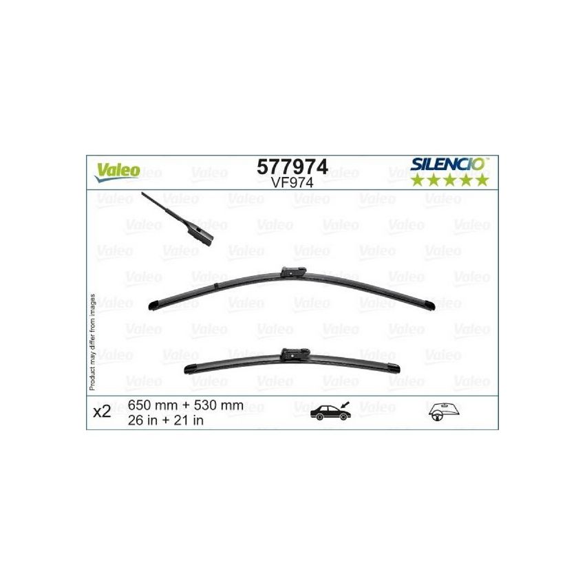 Valeo 577974 Flat 26in/21in Connector GEN2V2 (Pack of 2)