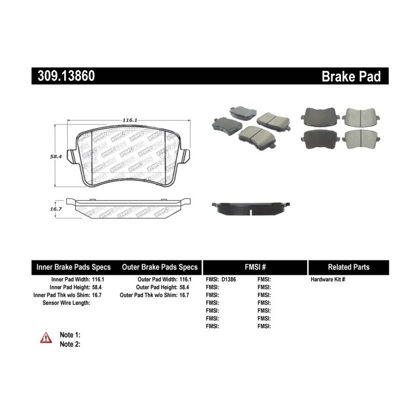 Stoptech 309.13860 Performance Brake Pads