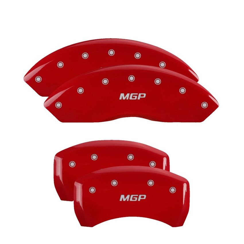 MGP 22210SMGPRD 4 Caliper Covers Engraved Front & Rear  Red finish silver ch