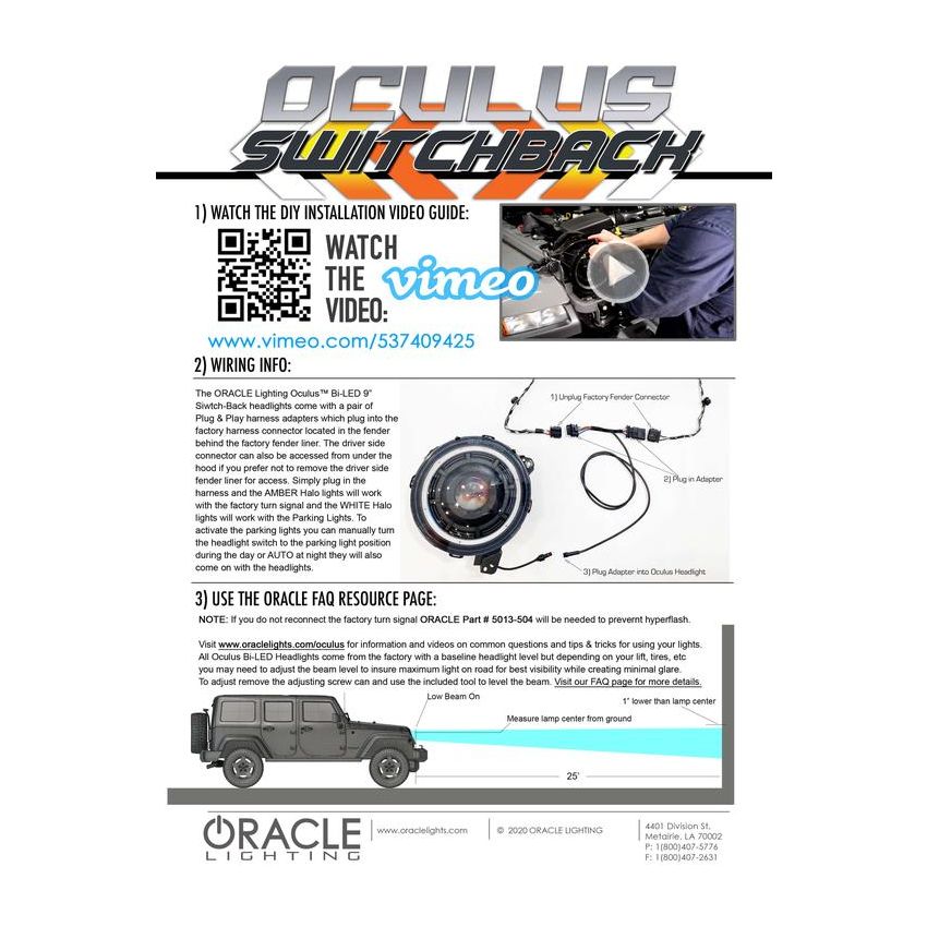 Oracle Lighting 5839-023 Oculus Switchback Bi-LED Projector Headlights -Jeep Wrangler JL/Gladiator JT