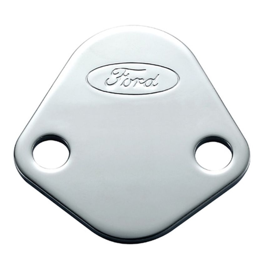 FORD FRD302-290 Fuel Pump Block-Off Plate Chrome w/Ford Logo