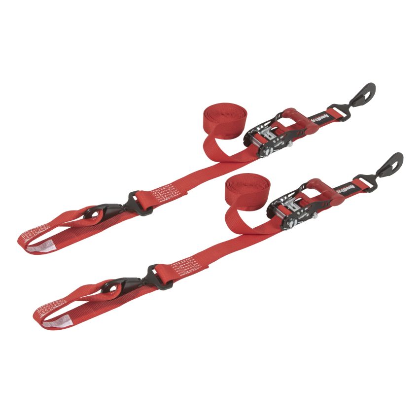 SpeedStrap 1 1/2In x 10Ft Ratchet Tie-Down w/ Soft-Tie (2 Pack) - Red