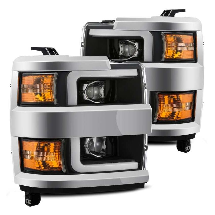 AlphaRex 15-19 Chevy 2500HD PRO-Series Proj Headlights Plank Style Blk w/Activ Light/Seq Signal/DRL