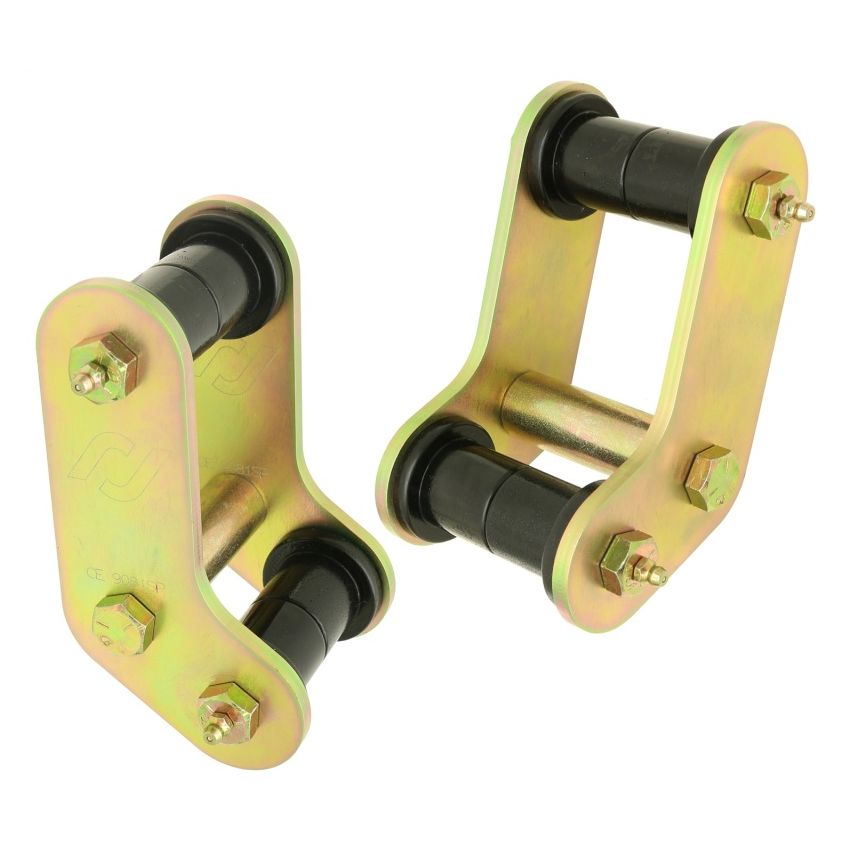 RockJock YJ Boomerang Leaf Spring Shackles Rear w/ Urethane Bushings HD Greasable Bolts Pair