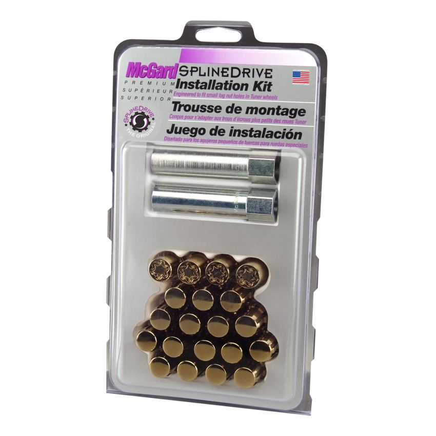 McGard (65554GDC 12X1.25 MCG 5 LUG SPLINEDRIVE KIT, GOLD W/WHL LKS CLAMSHELL)