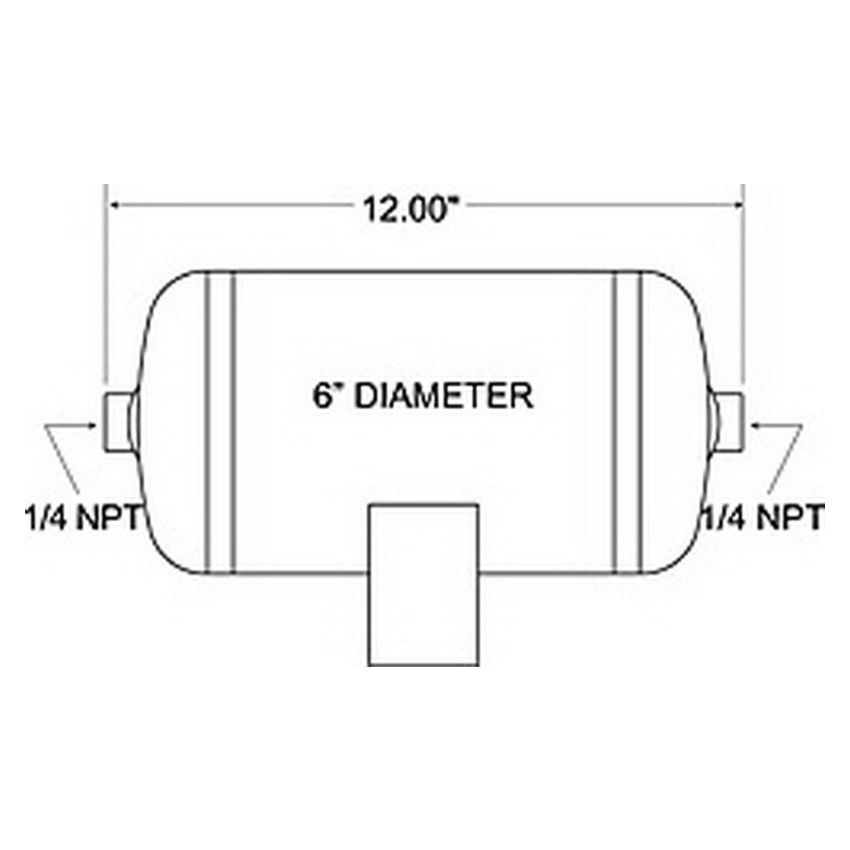 Firestone 9125 Air Tank 1 Gallon 6in. x 12in. L (2) 1/4in. NPT Ports 150 PSI Max - Black (WR17609125)