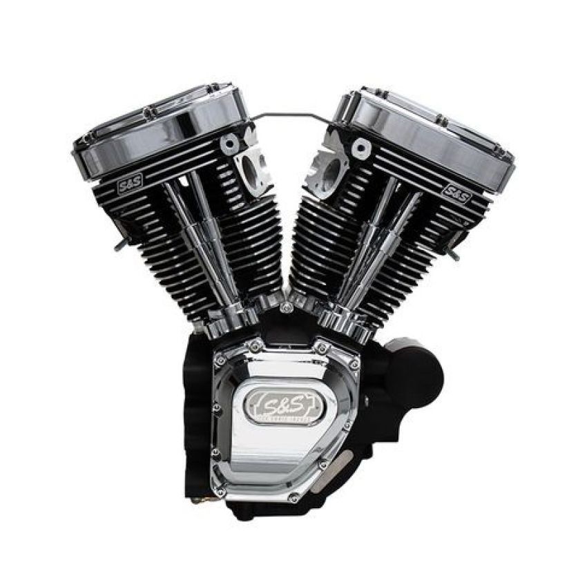 S&S Cycle 310-0400A 07-16 Touring Models T124 T-Series Long Block High Compression Engine - Wrinkle Black