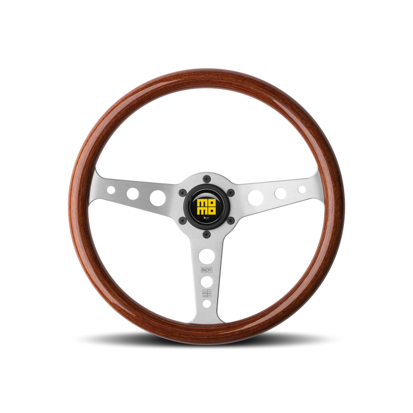 Momo Indy Steering Wheel 350 mm - Magoany Wood/Brshd Spokes